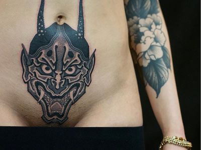 Neo Japanese tattoo by Damien J Thorn #DamienJThorn #blackwork #Japanese #Japaneseinspired #neojapanese #linework #illustrative #tribal #neotribal #darkart
