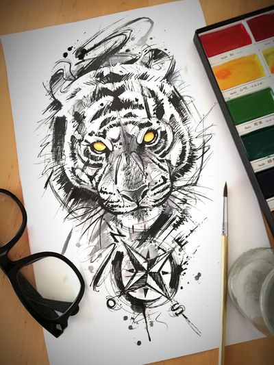 @guilleryan.arttattoo guilleryanarttattoo@gmail.com #sketchtattoo #tigertattoo #comictattoos #nerdtattoos #watercolortattoos #nerdtattoos #frikitattoos #geektattoos #manga #anime #cartoontattoos #sketchtattoos 