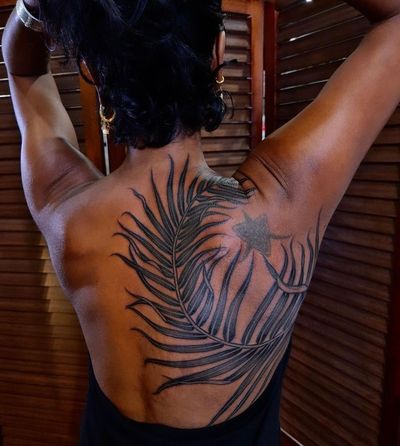 Palm leaf on back